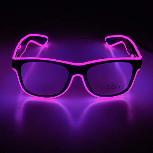 Therlan Led Brille, Neon PartyBrille, LED Party Brille Leuchten Sonnenbrille, LED Kostüme Leuchtbrille für Rave EDM Neon Party (Rosa) von Therlan