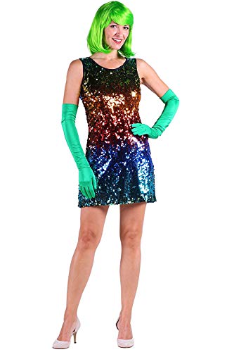 Pailletten-Kleid in regenbogenfarben | Luxus Disco-Kleid mit vorne und hinten Pailletten (L) von Thetru