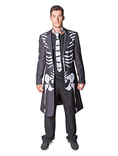 Thetru 2397 Herrenjacke Skelett 2-Teilig Jacke Krawatte Gefüttert Gesit Gespenst Leiche Zombie Untoter Halloweenkostüm Herren Halloween Herrenkostüm Karneval Fasching Verkleidung Schwarz S von Thetru