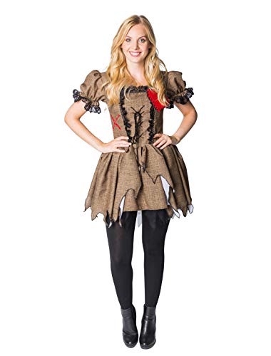 Thetru 2404 Damenkostüm Vodoopuppe 2-Teilig Kleid Petticoat Rock Karibik Geist Zombie Halloween Kostüm Damen Damenkostüm Halloweenkostüm Karneval Fasching Verkleidung Beige M von Thetru