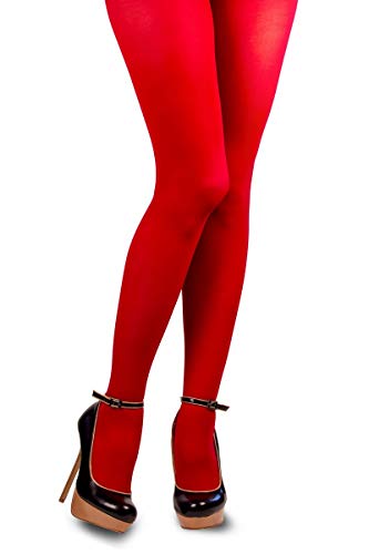 Thetru Kostüm Zubehör Strumpfhose Blickdicht rot Karneval Fasching Gr.2XL von Thetru