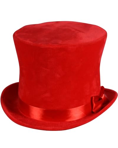 Velour Zylinder "Flair" mit Satinband – eleganter Hut für Kostüme, Karneval & Events – für Damen und Herren (Rot) Velour Zylinder "Flair" mit Satinband – eleganter Hut für Kostüme, Karneval & Events – für Damen und Herren (Rot) von Thetru