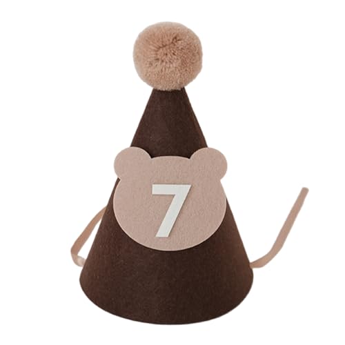 Thewasc Bezaubernder Geburtstagshut mit Bärenmotiv für weiche und bequeme Baby-Party-Kopfbedeckung mit Kinngürtel und Nummer 1–9 Thewasc Bezaubernder Geburtstagshut mit Bärenmotiv für weiche und bequeme Baby-Party-Kopfbedeckung mit Kinngürtel und Nummer 1–9 von Thewasc