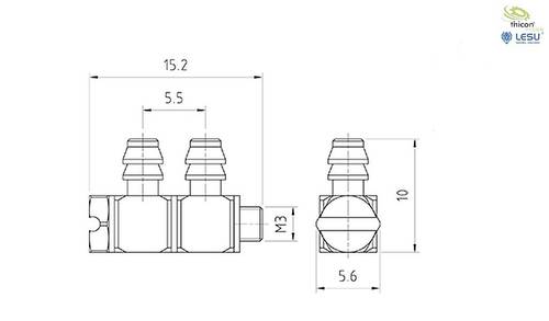 Thicon Models 56063 Doppel-Nippel Winkel M3 für 4/2,5mm Hydraulik-Anschluss 1St. von Thicon Models