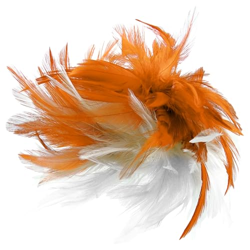 Haarclip mit Federn | Haarschmuck Karneval Kostüm | Fasching Haarspange (Orange) von Think Jeck!