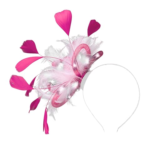 Think Jeck! Haarreif mit Federn und LED | Haarschmuck Karneval Kostüm | Fasching Accessoire (Pink) von Think Jeck!