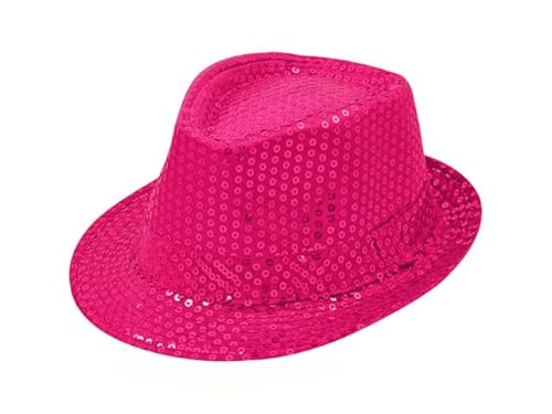 Think Jeck! Pailletten Hut Glitzer Damen & Herren, viele Farben zur Auswahl Karneval Mottopartys Kostümzubehör (Pink) von Think Jeck!