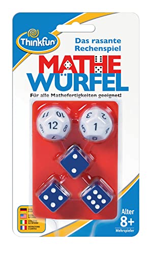 ThinkFun - 76317 Mathe Würfel - Spielerisch die Mathenote verbessern. Alle Rechenarten sind erlaubt, aber nicht Pflicht. Mit pratkischem Mitnahmebeutel, White von ThinkFun