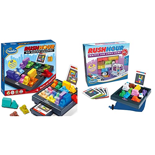 ThinkFun 76301 Rush Hour, Logik- und Strategiespiel, ab 1 Spieler, ab 8 Jahren & 76442 - Rush Hour Junior - Das bekannte Logikspiel für jüngere Kinder ab 5 Jahren. Das Stauspiel für Jungen und Mädchen von ThinkFun