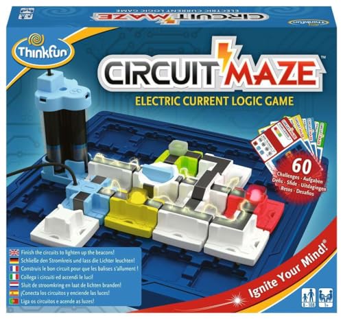 ThinkFun - 76341 Circuit Maze - das spannungsgeladene Logikspiel von ThinkFun für Jungen und Mädchen ab 8 Jahren. Stromkreis mit LED-Lichtern und Schalter von ThinkFun