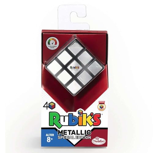 ThinkFun - 76430 - Rubiks Cube Metallic - Der Klassiker, der original Rubik's Zauberwürfel mit Metallic-Effekt. Das Sammlerobjekt für jeden Rubiks-Fan ab 8 Jahren. von ThinkFun