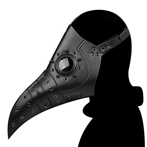 ThinkTop Pest Doctor Maske, Rivet Steampunk Kostüm Maske, Lange Nase Vogel Schnabel Maske, PU Leder Maske für Halloween Party Cosplay Requisiten (Style-A) von ThinkTop