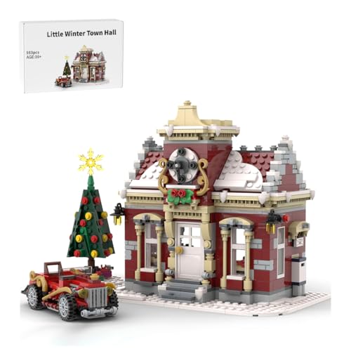Weihnachtshaus Bausteine Modell, Winter Rathaus Bausatz, Kleines Weihnachtsdorf mit Weihnachtsbaum, Oldtimer & Park, Architektur Haus Bausatz, Weihnachten Serie Bauklötze für Erwachsene, 983Teile Weihnachtshaus Bausteine Modell, Winter Rathaus Bausatz, Kleines Weihnachtsdorf mit Weihnachtsbaum, Oldtimer & Park, Architektur Haus Bausatz, Weihnachten Serie Bauklötze für Erwachsene, 983Teile von Thinkizen
