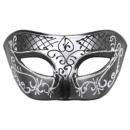 Thmyo Das Phantom der Venezianischen Karnevals-Maskerade-Maske des Vintagen Entwurfs-halber Gesichts-Männer (Schwarz & Silber 3) von Thmyo