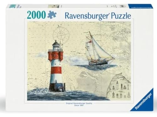 2000 Teile Puzzle `Leuchtturm und Gaffelketsch Roter Sand` von Thomas Kubitz Fine Art