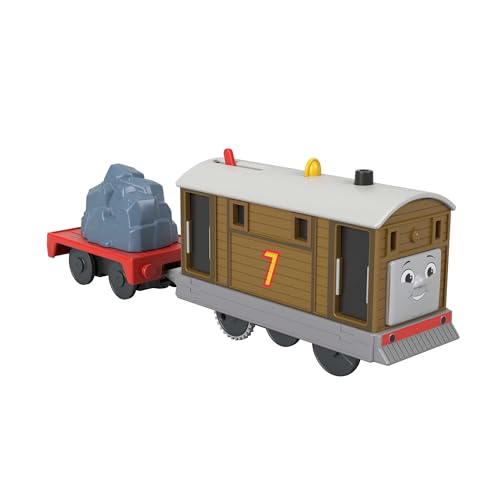 THOMAS AND FRIENDS, Thomas & seine Freunde, batteriebetriebene Spielzeuglok Toby mit Frachtanhänger für Kinder im Kindergartenalter ab 3 Jahren, HTN30 von THOMAS & FRIENDS