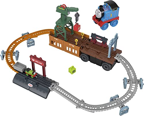 Thomas & Friends Fisher-Price 2-in-1 Spiel-Set mit wandelbarer Lok Thomas, Schiebezug- und Strecken-Set, mit Aufbewahrung und Arbeitskran, für Kinder ab 3 Jahren Mehrfarbig von THOMAS & FRIENDS