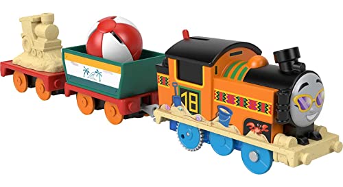 Thomas und seine Freunde- Beachy Nia Spielzeugzug, batteriebetriebener motorisierter Zugmotor mit Strandball-Fracht für Vorschule, HMK05 von THOMAS & FRIENDS