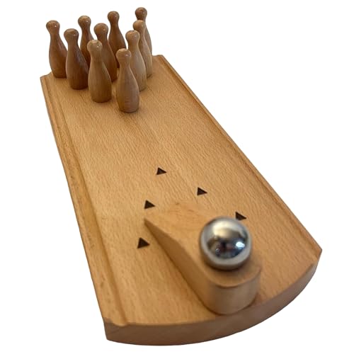 30cm Holz Desktop Bowling Spiel: 10 Pins & Metal Ball - Perfekt für Strategie, Party und Familie Spaß von Thorness