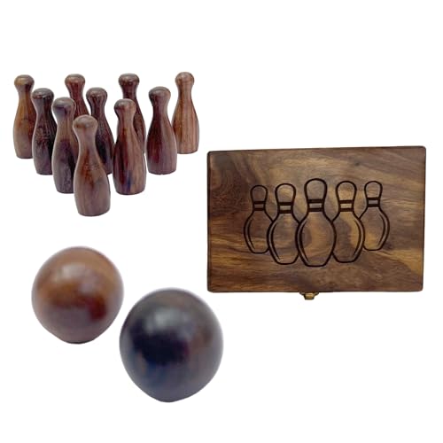 Thorness Deluxe Bowling-Set aus Holz mit Aufbewahrungsbox aus Massivholz für alle Altersgruppen und Anlässe von Thorness