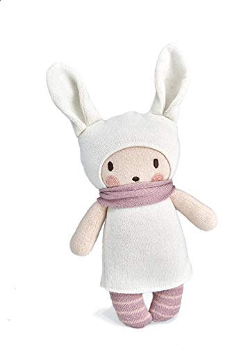 ThreadBear Design Baby Baba Strick-Teddybär mit Hasenohren, super weich, mit wunderschöner Geschenkbox in Pink und Weiß – perfekt für Babys, Kleinkinder und Kinder als Geschenk zur Taufe oder Geburt von ThreadBear Design