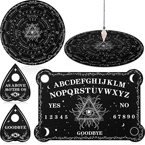 Pendeln Wünschelrute Weissagung Tafel mit Amethyst Set Metaphysisches Nachricht Board Kristall Wünschelrute Pendel Halskette Holzbrett Sprechendes Brett mit Planchette (Auge) von Threan