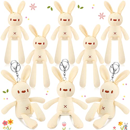 Threan 8er Pack 15 cm Hasen Schlüsselanhänger Weiche Stofftiere Set Stofftiere Geschenke Baby Kuscheltiere für Party Dekorationen von Threan