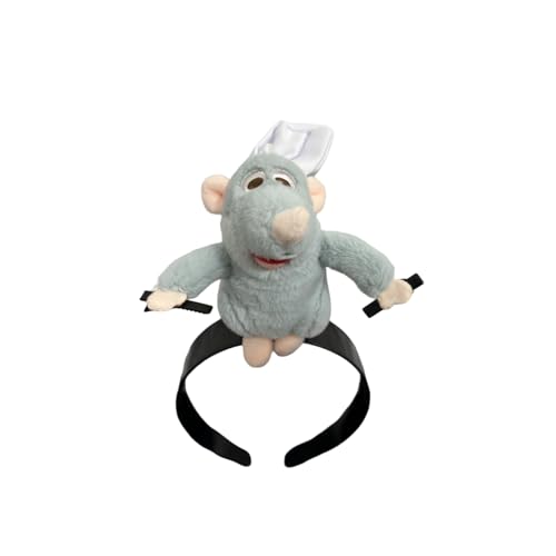 Frauen Cartoon Remy Ratatouille Kopfbedeckung Niedliche Mausohren Stirnband Haarnadel Ratatouille Kostüm Maus Stirnband Stofftier Kopfbedeckung Cartoon Merch Kostüm Requisiten Lustige Geschenke für von Threegoat