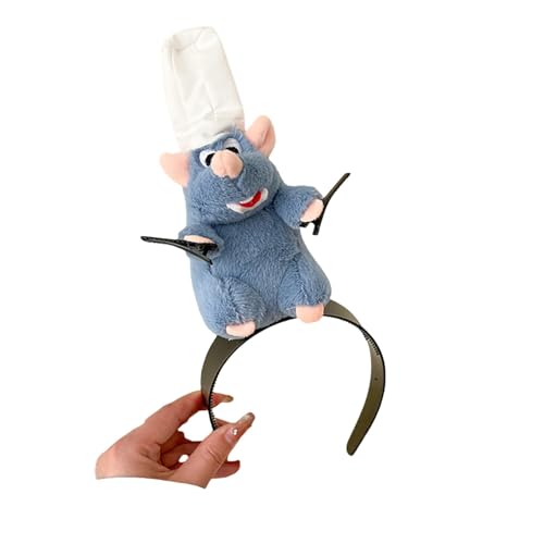 Frauen Cartoon Remy Ratatouille Kopfbedeckung Niedliche Mausohren Stirnband Haarnadel Ratatouille Kostüm Maus Stirnband Stofftier Kopfbedeckung Cartoon Merch Kostüm Requisiten Lustige Geschenke für von Threegoat