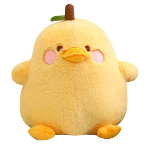 Threegoat Plüschtier Ente Kuscheltier Birne Stofftier Kawaii Ente Plüsch Kissen Spielzeug Wurfkissen Geschenk für Kinder Mädchen 3+ Jahre (Gelb, 30cm) von Threegoat