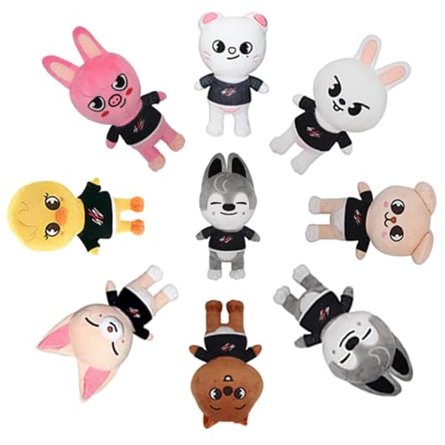 Threegoat Stray Kids Skzoo Soft Toy Dwaekki Soft Animal Plüschtier Plüschkissen gefüllt, kann DIY, Chan/Leebit/Dwaekki/Jiniret/Han Quokka/Bbokari/Puppym/Foxi.NY Plüschpuppen (8 Stück) von Threegoat