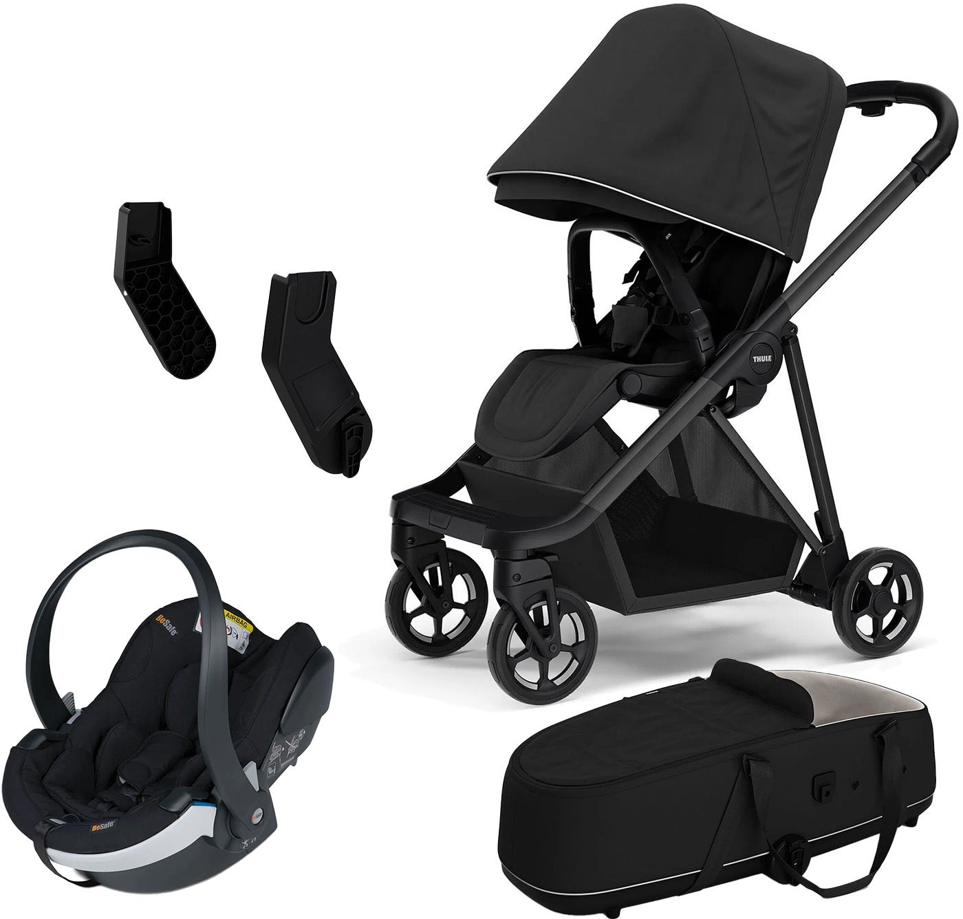 Thule Shine Kombikinderwagen inkl. BeSafe iZi Go Modular X2 Babyschale, Black/Black von Thule