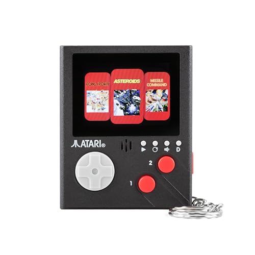 Offizielle Atari Cartridge Handheld Mini Arcade Konsole mit 3 Spielen - Pong, Asteroiden & Missle Command, 2 Zoll Farbbildschirm, Schlüsselanhänger, Gaming-Geschenk für Sie und Ihn von Thumbs Up