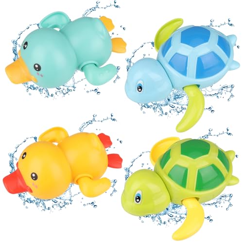 Thursday April 4 Stück Baby Wasserspielzeug, Badespielzeug Baby, Badewannenspielzeug, Badespielzeug Baby ab 1 Jahr, Uhrwerk Schwimmbad Spielzeug, Geschenke für Kinder Jungen Und Mädchen von Thursday April