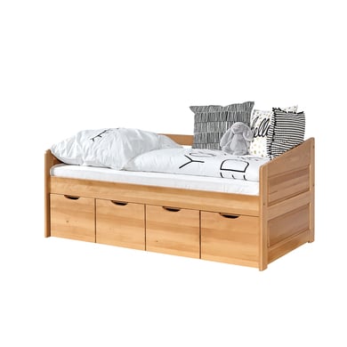 TiCAA Sofabett Mini Micki Buche mit 4 Schubladen inkl. Matratze von TICAA