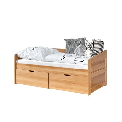 TiCAA Sofabett Mini Micki Buche natur mit 2 Schubladen inkl. Matratze von TICAA