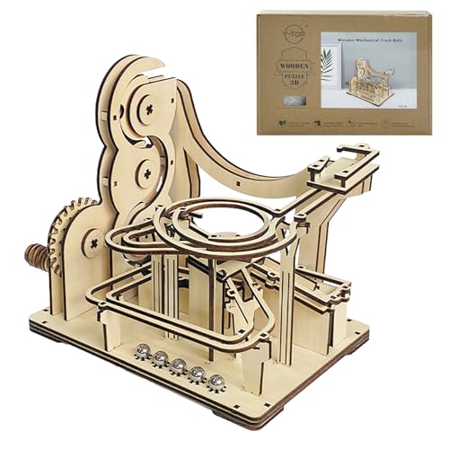 3D-Puzzles aus Holz für Erwachsene, Holz-Marmor-Lauf-Modellbausatz, 3D-Puzzle, Marmorspiel, Geschenke für Puzzle-Liebhaber (Achterbahnbahn) von TiTiC