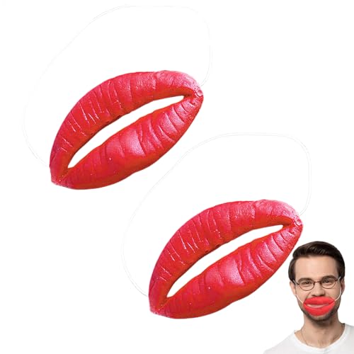 2Pcs Wurst Mund Dekors, Große Rote Lippenspielzeuge, Rote Lippen Streich Streich Cosplay Requisiten, Lustige Rote Lippen Witze Requisiten, Lippen Streichspielzeug für Maskerade Cosplay Party von Tiajingzi