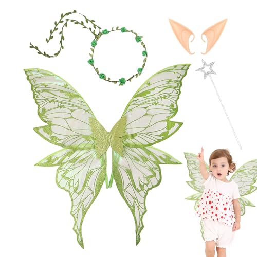 Tiajingzi Schmetterlingsflügel für Damen – Kostüm, Engelsflügel mit -Ohren, Cosplay-Kostüm-Zubehör für Hochzeit, Geburtstag, Make-up-Partys, Prinzessinnen-Rollenspiel Tiajingzi Schmetterlingsflügel für Damen – Kostüm, Engelsflügel mit -Ohren, Cosplay-Kostüm-Zubehör für Hochzeit, Geburtstag, Make-up-Partys, Prinzessinnen-Rollenspiel von Tiajingzi