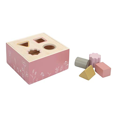 Little Dutch 7022 Holz Steckspiel Sortierspiel mit 4 Formen - Wild Flowers rosa von Little Dutch