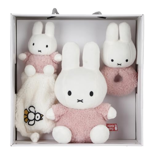 Pioupiou et Merveilles Miffy – Geschenkset zur Geburt Miffy Fluffy Rosa – Ddou, Rassel, Plüsch, 25 cm – NIJN943 von Pioupiou et Merveilles