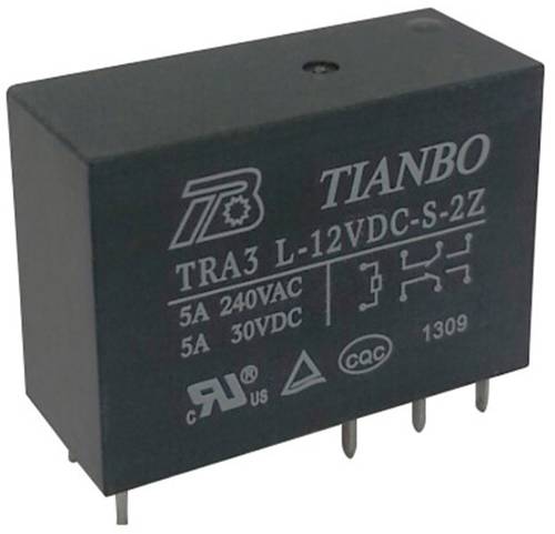 Tianbo Electronics TRA3 L-12VDC-S-2Z Printrelais 12 V/DC 8A 2 Wechsler von Tianbo Electronics