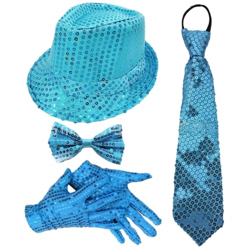 TiaoBug 70er Jahre Disco Kostüm Glitzernde Pailletten Jazz Hut Krawatte Handschuhe Hosenträger Für Disco Partys Musikfestivals Typ B Blau 4 Stück Einheitsgröße TiaoBug 70er Jahre Disco Kostüm Glitzernde Pailletten Jazz Hut Krawatte Handschuhe Hosenträger Für Disco Partys Musikfestivals Typ B Blau 4 Stück Einheitsgröße von TiaoBug