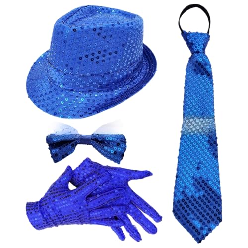 TiaoBug 70er Jahre Disco Kostüm Glitzernde Pailletten Jazz Hut Krawatte Handschuhe Hosenträger Für Disco Partys Musikfestivals Typ B Königsblau 4 Stück Einheitsgröße TiaoBug 70er Jahre Disco Kostüm Glitzernde Pailletten Jazz Hut Krawatte Handschuhe Hosenträger Für Disco Partys Musikfestivals Typ B Königsblau 4 Stück Einheitsgröße von TiaoBug