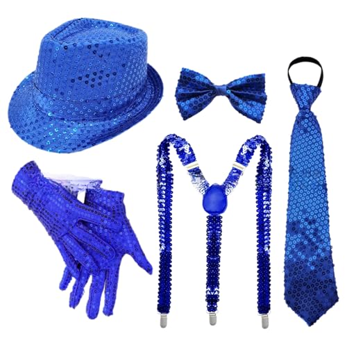 TiaoBug 70er Jahre Disco Kostüm Glitzernde Pailletten Jazz Hut Krawatte Handschuhe Hosenträger Für Disco Partys Musikfestivals Typ C Königsblau 5 Stück Einheitsgröße TiaoBug 70er Jahre Disco Kostüm Glitzernde Pailletten Jazz Hut Krawatte Handschuhe Hosenträger Für Disco Partys Musikfestivals Typ C Königsblau 5 Stück Einheitsgröße von TiaoBug