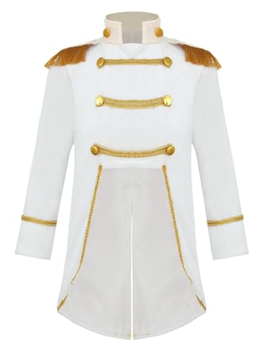 TiaoBug Baby Jungen Zirkusdirektor Kostüm Vintage Retro Jacke Mantel Gothic Mittelalter Frack Stehkragen Anzugjacke Militärische Uniformen Halloween Outfits Weiß 110-116 TiaoBug Baby Jungen Zirkusdirektor Kostüm Vintage Retro Jacke Mantel Gothic Mittelalter Frack Stehkragen Anzugjacke Militärische Uniformen Halloween Outfits Weiß 110-116 von TiaoBug