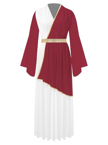 TiaoBug Damen Festliches Weihnachtsengel Kleid Farbblock Midikleider Partykleider Griechische Göttin Kostüm Karneval Halloween Fasching Verkleidung gr. S-3XL Burgundy XXL TiaoBug Damen Festliches Weihnachtsengel Kleid Farbblock Midikleider Partykleider Griechische Göttin Kostüm Karneval Halloween Fasching Verkleidung gr. S-3XL Burgundy XXL von TiaoBug