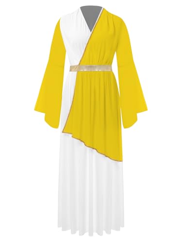 TiaoBug Damen Festliches Weihnachtsengel Kleid Farbblock Midikleider Partykleider Griechische Göttin Kostüm Karneval Halloween Fasching Verkleidung gr. S-3XL Gelb XXL TiaoBug Damen Festliches Weihnachtsengel Kleid Farbblock Midikleider Partykleider Griechische Göttin Kostüm Karneval Halloween Fasching Verkleidung gr. S-3XL Gelb XXL von TiaoBug