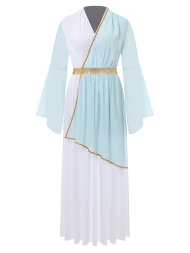 TiaoBug Damen Festliches Weihnachtsengel Kleid Farbblock Midikleider Partykleider Griechische Göttin Kostüm Karneval Halloween Fasching Verkleidung gr. S-3XL Hellblau 3XL TiaoBug Damen Festliches Weihnachtsengel Kleid Farbblock Midikleider Partykleider Griechische Göttin Kostüm Karneval Halloween Fasching Verkleidung gr. S-3XL Hellblau 3XL von TiaoBug