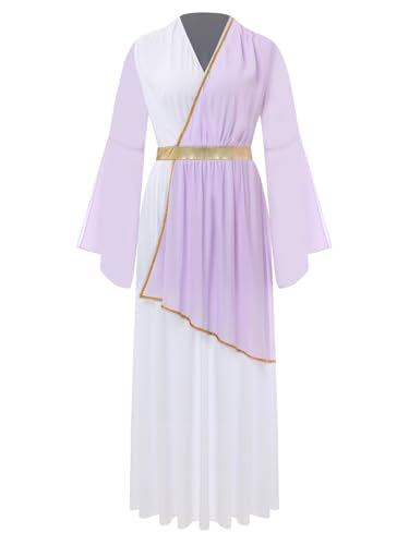 TiaoBug Damen Festliches Weihnachtsengel Kleid Farbblock Midikleider Partykleider Griechische Göttin Kostüm Karneval Halloween Fasching Verkleidung gr. S-3XL Lavendel 3XL TiaoBug Damen Festliches Weihnachtsengel Kleid Farbblock Midikleider Partykleider Griechische Göttin Kostüm Karneval Halloween Fasching Verkleidung gr. S-3XL Lavendel 3XL von TiaoBug